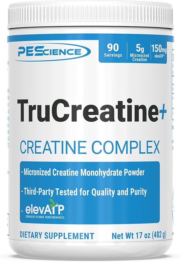 PEScience TruCreatine+, Pure Creatine Monohydrate and ElevATP Powder, 90 Servings